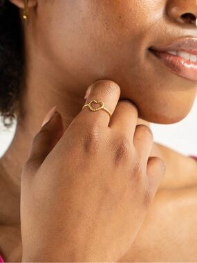 Brenda Grands Waterproof Gold Mini Twisted Heart Ring